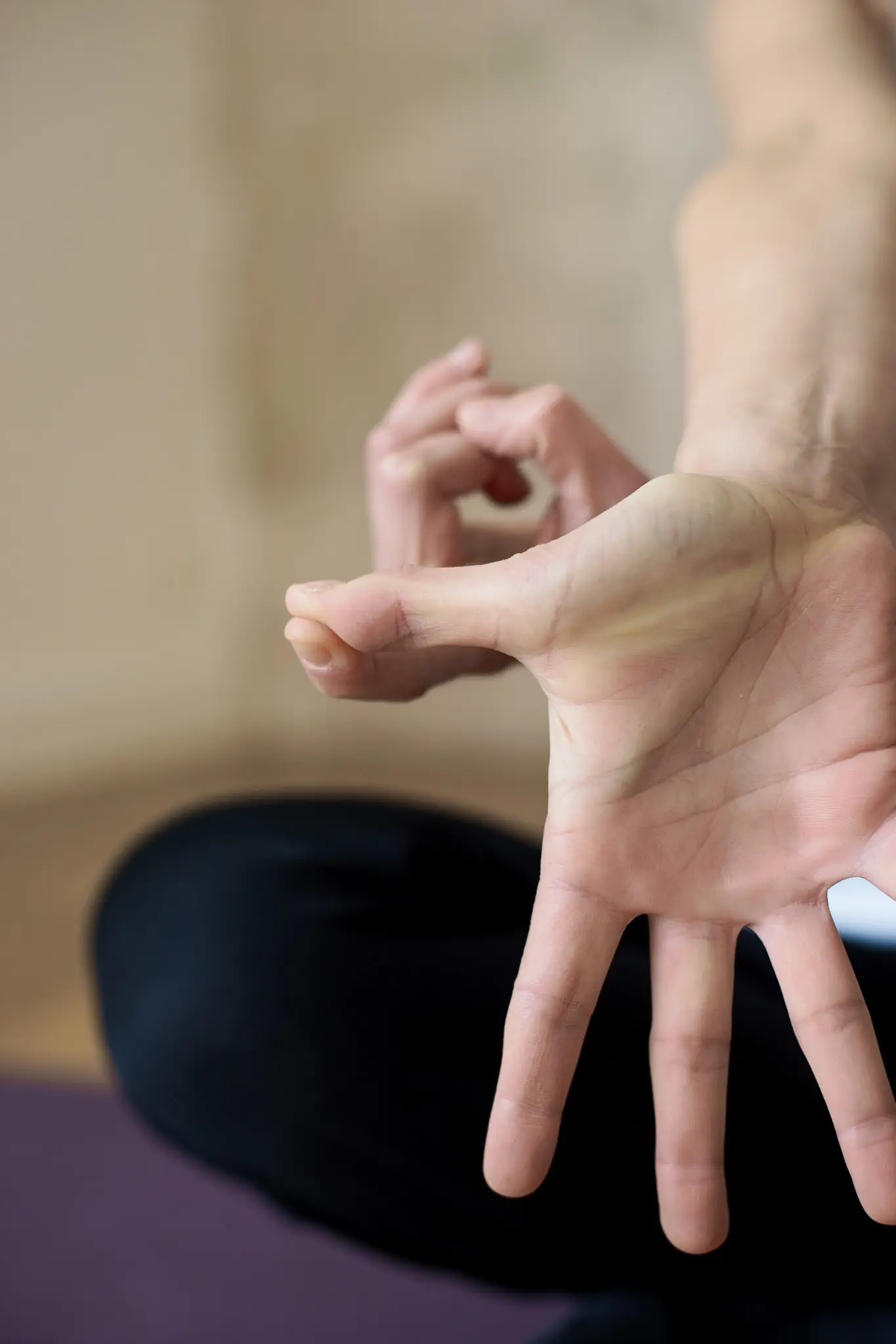 Nahaufnahme einer Mudra-Handhaltung